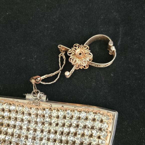 Retro Silver Rhinestone Purse Handbag, 1940s Glam Clutch - Restoration Project - Picture 3 of 8